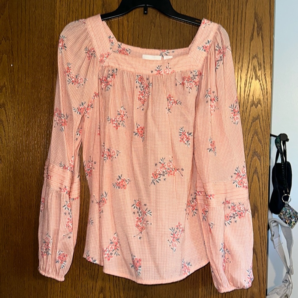 LC floral gingham long sleeve shirt